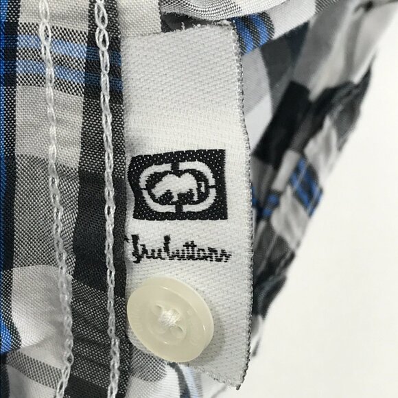 Ecko Unltd Plaid Button Up Shirt Men's Medium Short Sleeve Cotton Blend Casual - Picture 10 of 11